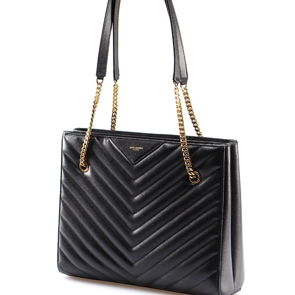 Saint Laurent Handbags - Tribeca Bag Quilted 'ysl' Logo Black Leather Tote